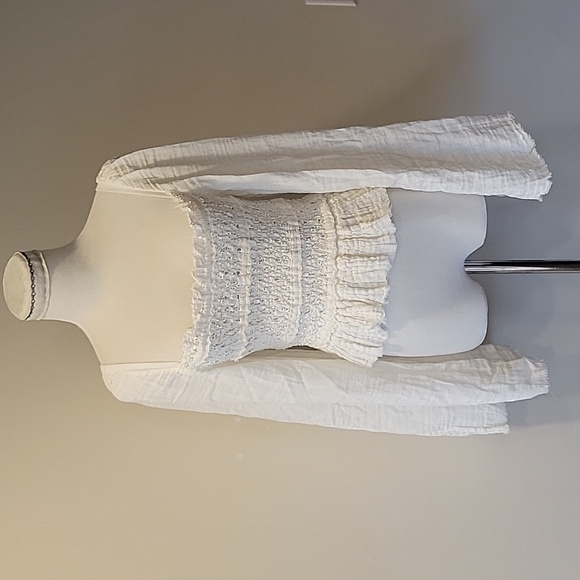 FP One FREE PEOPLE Romantic Rory Top Cotton Gauze Ivory White XS - Picture 4 of 12